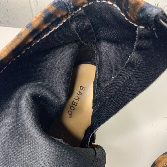 Bamboo Leopard Print Ankle Boot Faux Velvet slip on Heal women’s 8 - Picture 6 of 9